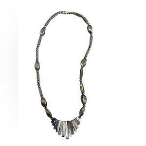 Chic Silver and Blue Beaded Necklace